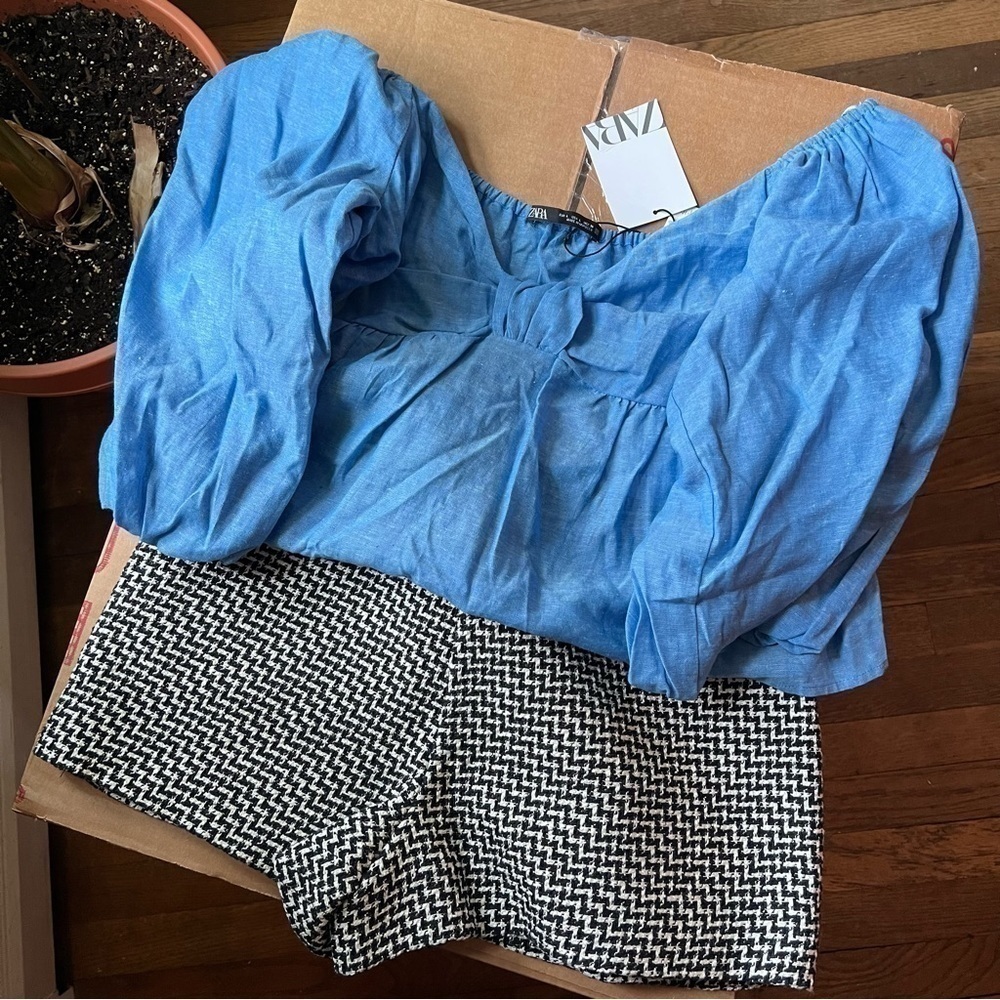 ZARA linen blend knotted top (L) - Picture 16 of 17